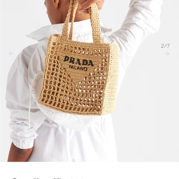 Prada small crochet raffia tote bag - Picture 9 of 16